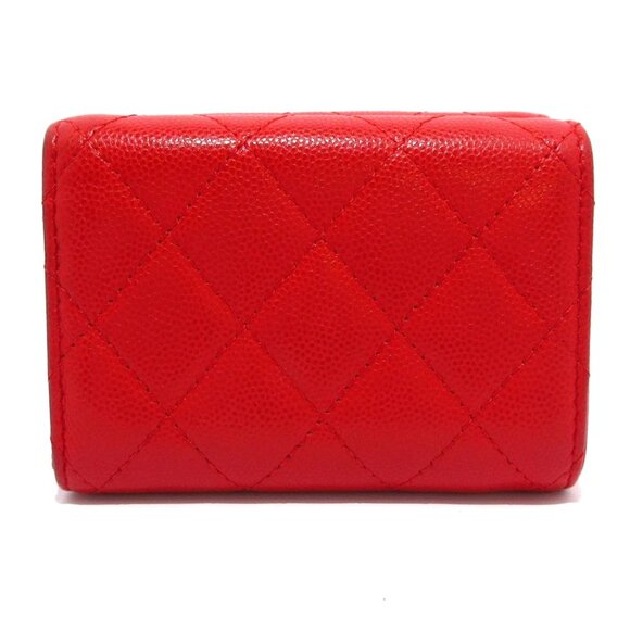 CHANEL Matelasse Red Calfskin Trifold Wallet Gold hardware 740-082025 - Picture 2 of 12